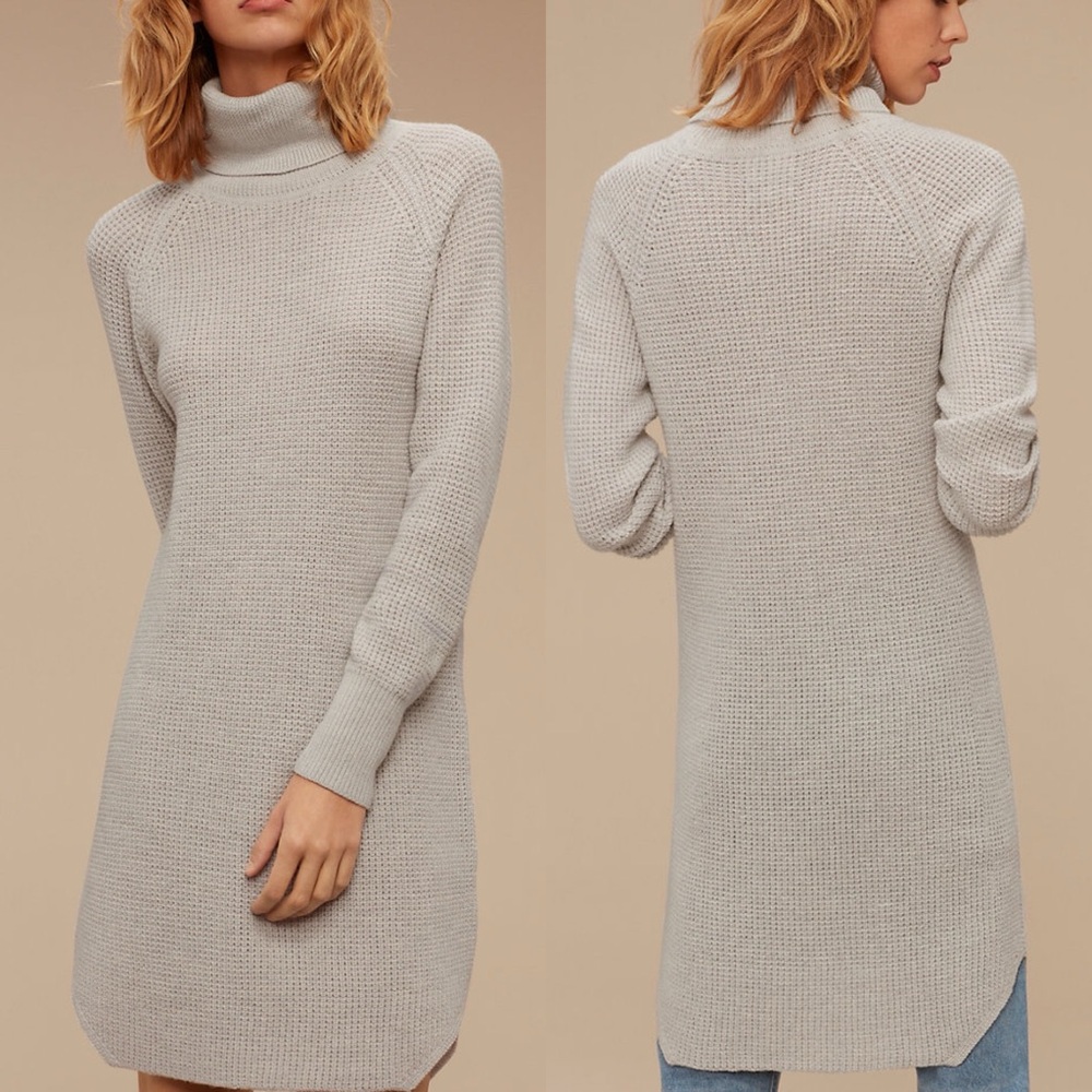 Aritzia 100% Merino Wool Wilfred Free Bianca Sweater Dress Grey Size XXS 52829‎